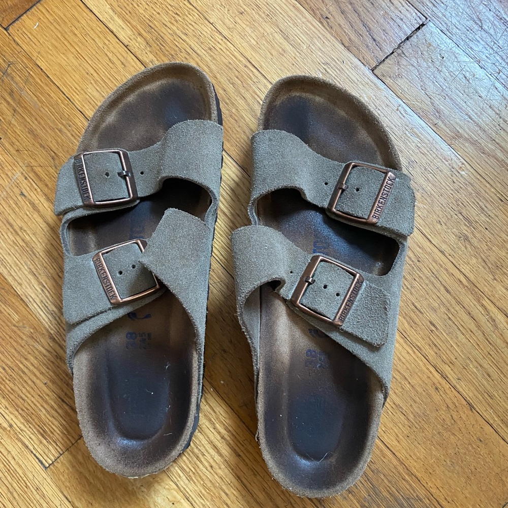 Birkenstock Taupe Suede Arizona 38 Soft Footbed